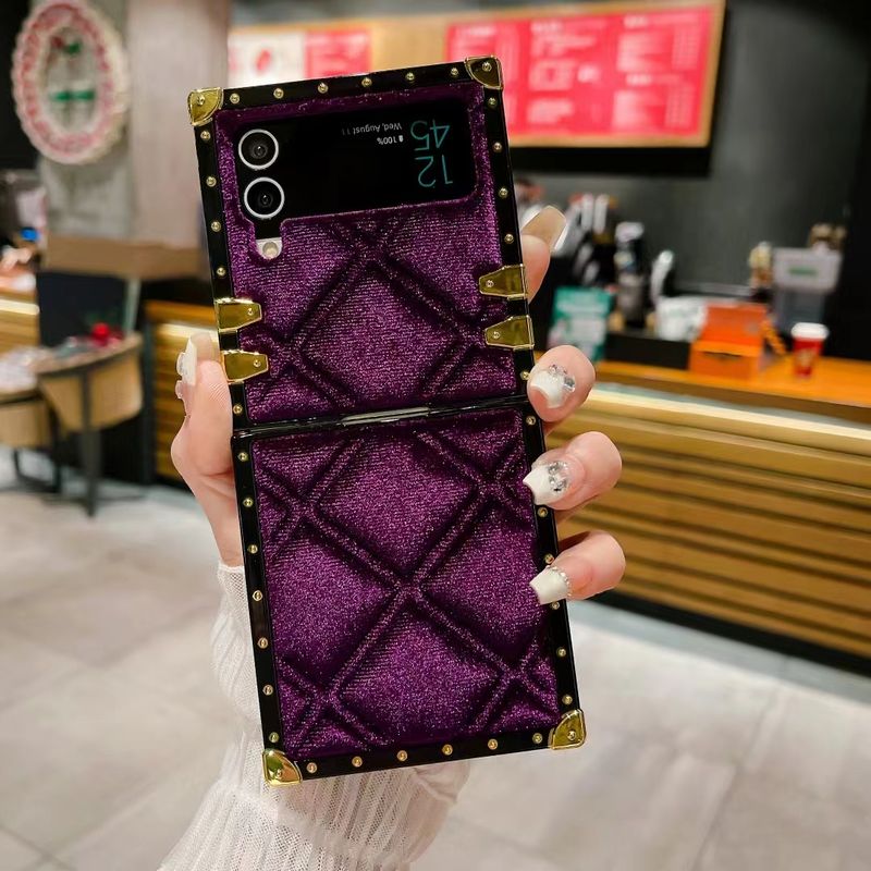 For Samsung Galaxy Z Flip 3 4 5 5G Flip4 Luxury Square Velvet Soft Phone Case Cover_voghion.com