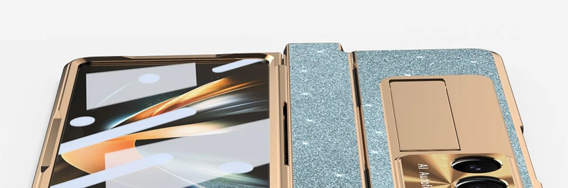 RENGZ Plating Leather Stand Hinge Protection Case Samsung Galaxy Fold 5 3 With Screen Protector Cover For Z Fold5_voghion.com