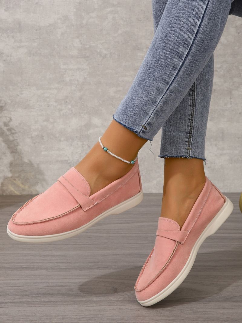 Slip-On-Loafer für Damen, mattierte, flache Retro-Einzelschuhe, große Freizeitschuhe_voghion.com