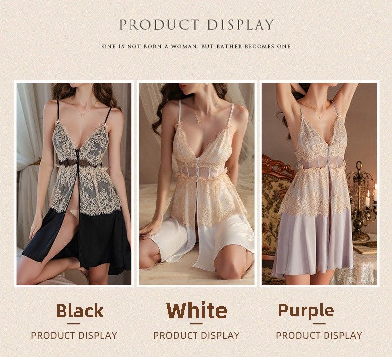 Camisola fina feminina para quarto privativo | Suspensório de seda gelada sexy de verão | Conjunto de pijama com bojo e borda de renda_voghion.com