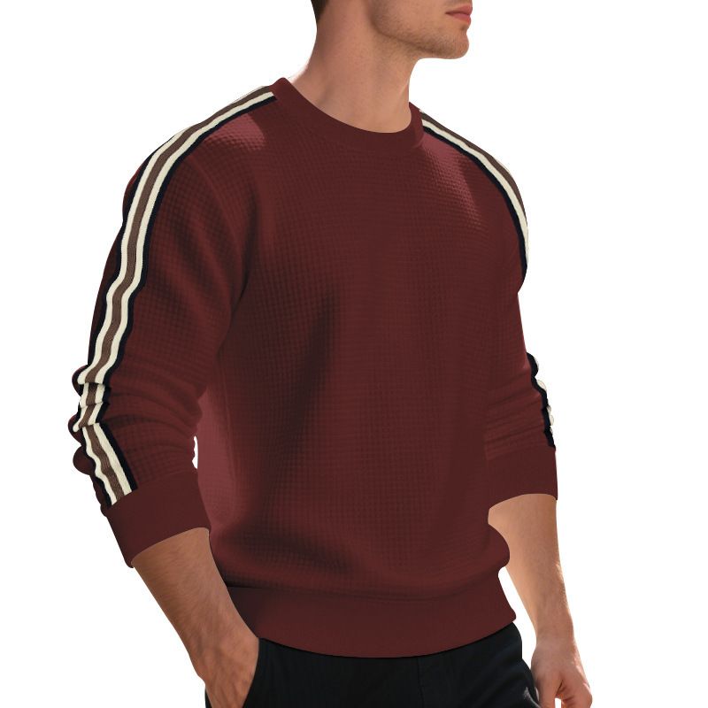 Men's Casual Sweatshirt - Relaxed Fit Crewneck Pullover With Mini Check Pattern | Soft Cotton Blend, Thickened For Spring/Fall_voghion.com