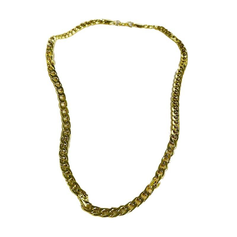 Collana con ciondolo a catena laterale NK da 6 mm placcata in oro da uomo_voghion.com