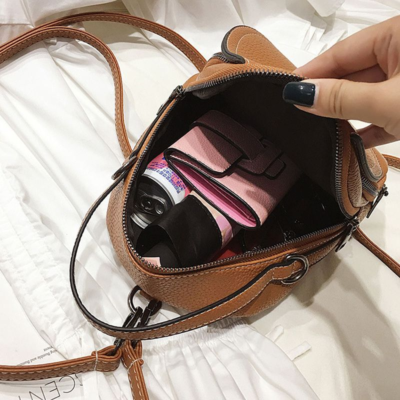 Lihao Women Solid Color Zipper Mini Backpack Soft Faux Leather Handbag Satchel Bag-Black_voghion.com