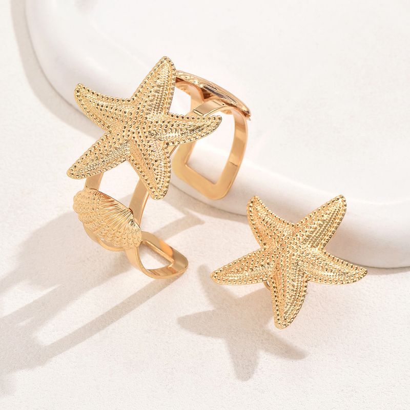 Starfish & Shell Bracelet & Ring Set | European & American Style | Open Design Jewelry For Women_voghion.com