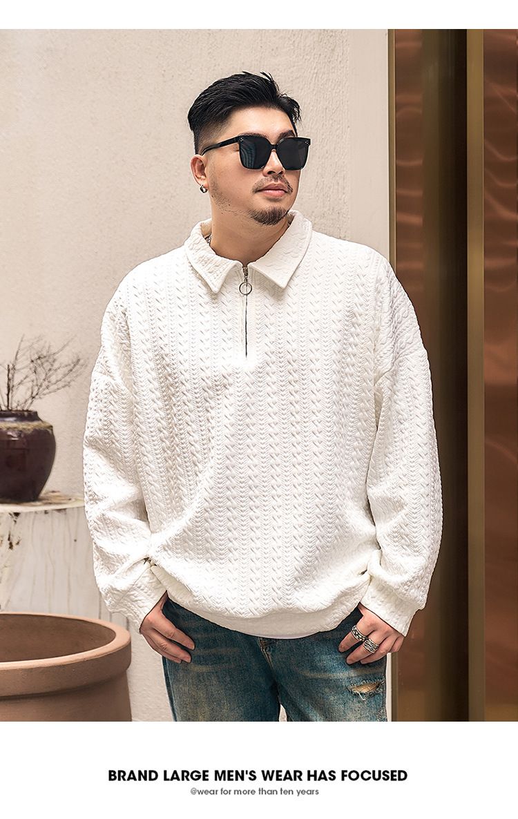 Herrenbekleidung Plus Size Frühling und Herbst Sweatshirt Half Zip Poloshirt Jugend Revers Sport Casual Langarm_voghion.com