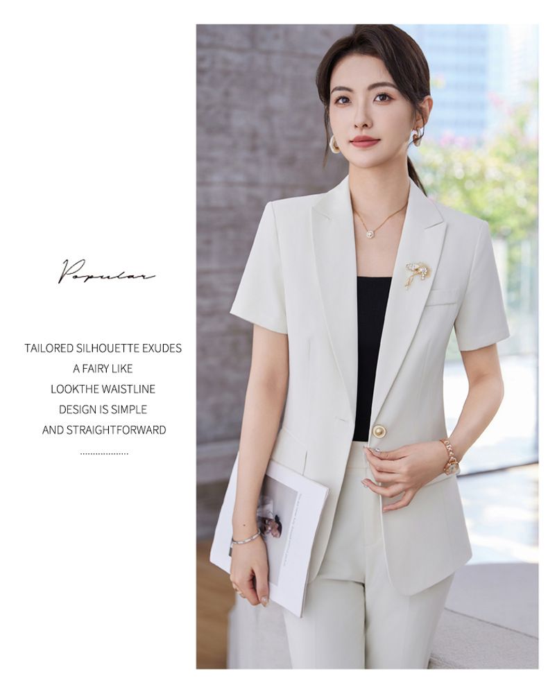 Schwarz Kurzarm Professionelle Anzug frauen 2025 Sommer Neue Slim Fit Temperament Hotel Rezeption Rezeption_voghion.com