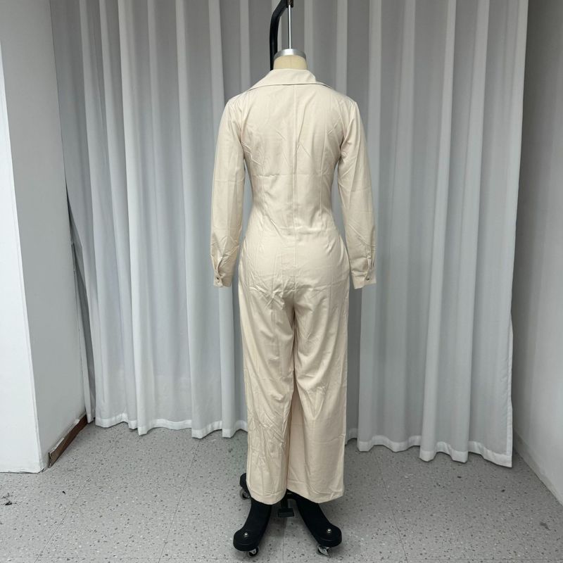 Kadın Giyim Kadın Tulum Sonbahar Yeni Moda Yaka Rahat Düz Renk Tulum_voghion.com