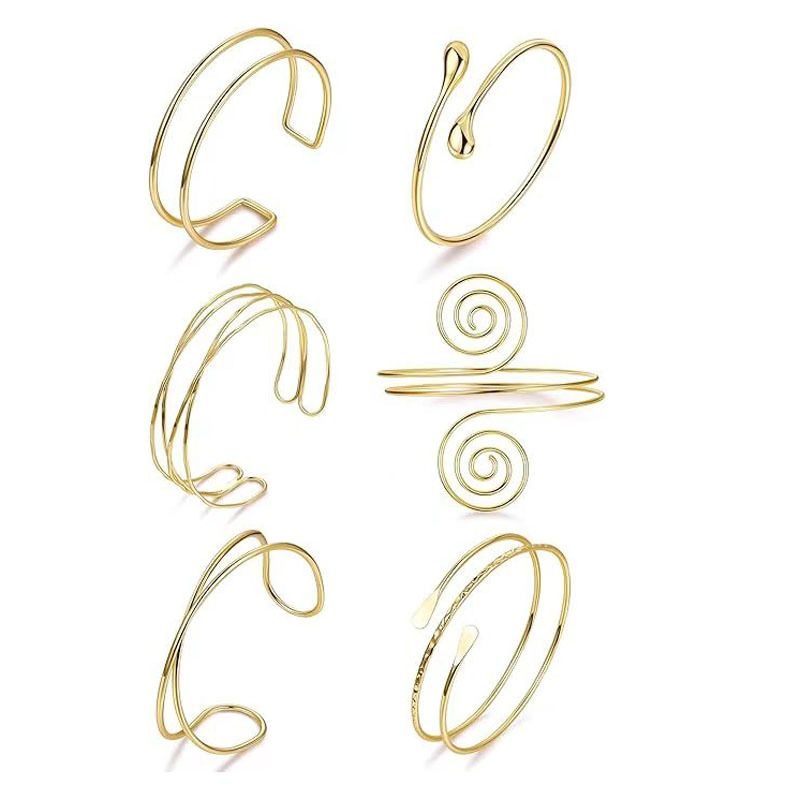 Braccialetto geometrico regolabile aperto da donna, versatile, con linea di gioielli da mano_voghion.com