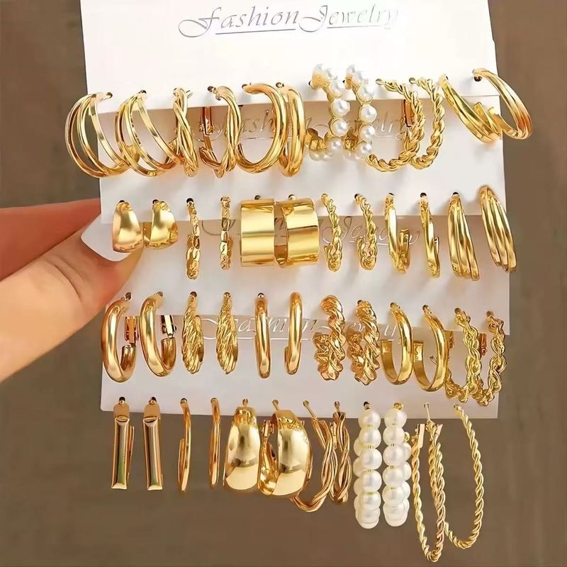 Ensemble de boucles d'oreilles pour femmes de forme géométrique, plusieurs pièces, créoles unies exagérées_voghion.com