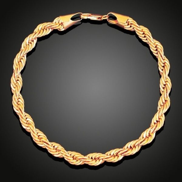 Yunjin Heren 4mm Ketting Armband Eenvoudige Hiphop Vergulde Gedraaide Touwketting_voghion.com
