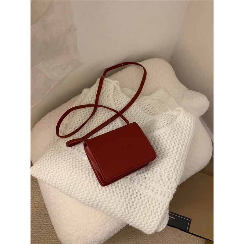 Borsa a busta rossa super carina, così alla moda, mini porta carte, stile semplice ed elegante, tracolla singola_voghion.com