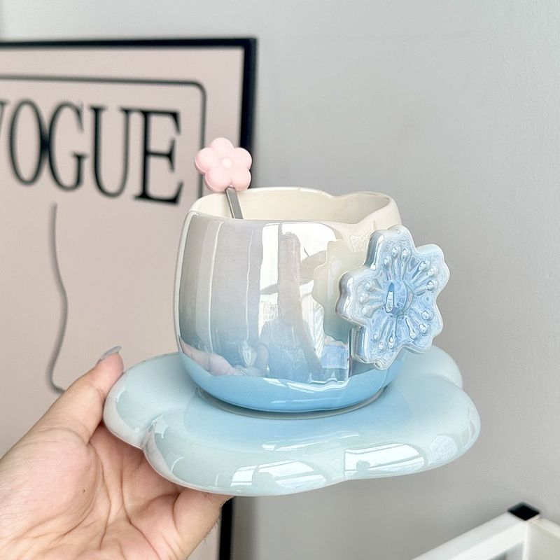 Nordic Style Gradient Coffee Cup And Saucer Exquisite Office Afternoon Tea Mug Women's Practical Gift For Bridesmaids_voghion.com