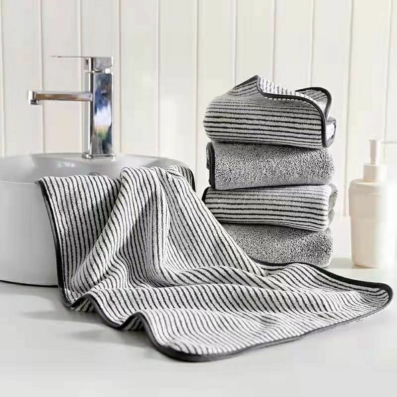 Großes Badetuch aus Fleece, super saugfähig, Handtuch, zweiteiliges Kombinationsset, gestreift, saugfähig, dick_voghion.com