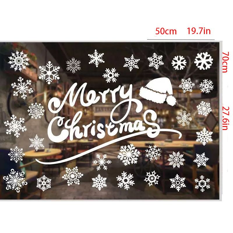 Christmas snowflake elk sleigh window decoration Christmas tree 3d static sticker New Year window sticker Christmas sticker_voghion.com
