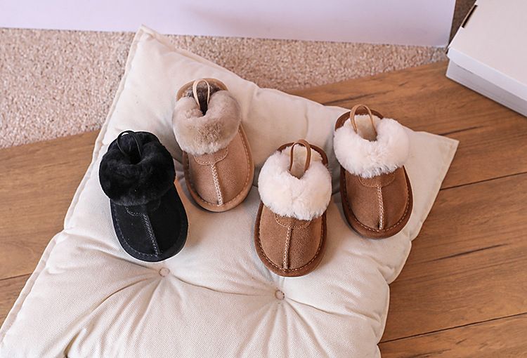 2023 neue Winter Baby Leder Warme Plüsch Kleinkind Kinder Schuhe Gummi Rutschfeste Innen Mode Kleine Mädchen Slipper_voghion.com