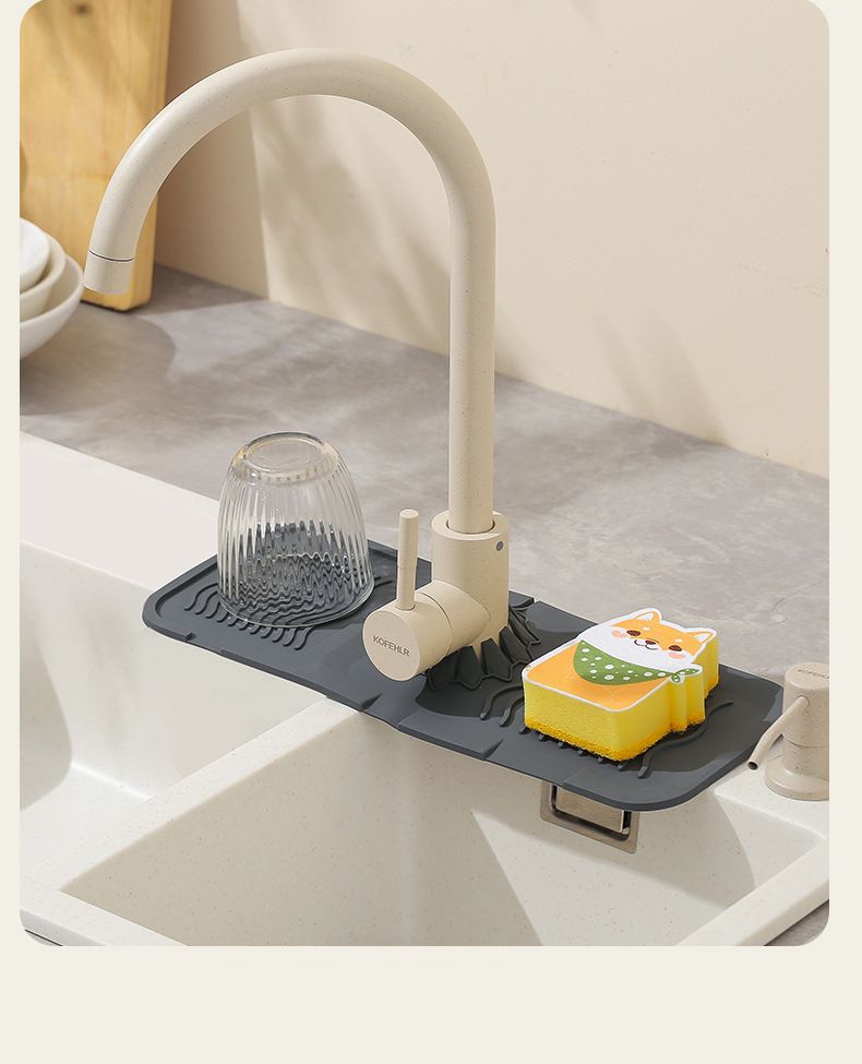 Silicone Drain Mat Faucet Storage Drain Rack Wash Basin Splash Pad Extended Home Kitchen Table Drain Mat_voghion.com