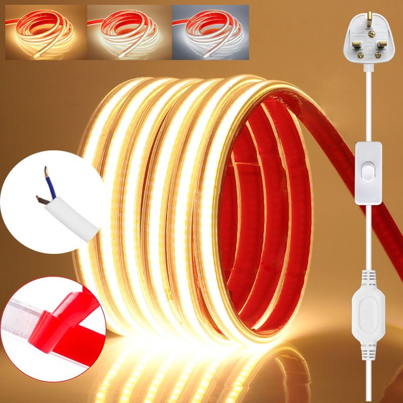 220V Neon COB LED Strip Lights Waterproof Selfadhesive Flexible Tape Lighting_voghion.com