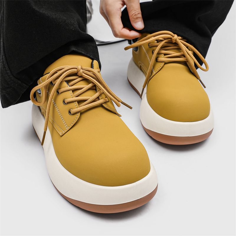 Nouvelles chaussures de printemps en cuir pour hommes, bottes Martin montantes rehaussantes pour hommes_voghion.com