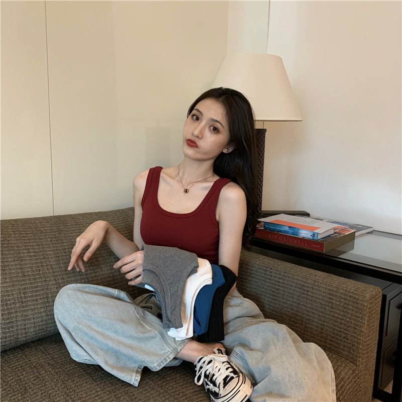 T-shirt court noir à bretelles en forme de U Beauty Back Sexy Intimates_voghion.com