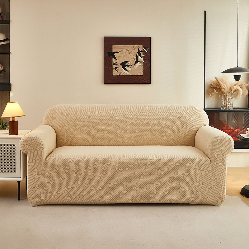 Copridivano elastico in jacquard, design a onde d'acqua antipiega, vestibilità universale per divani singoli/doppi/a 3/4 posti._voghion.com