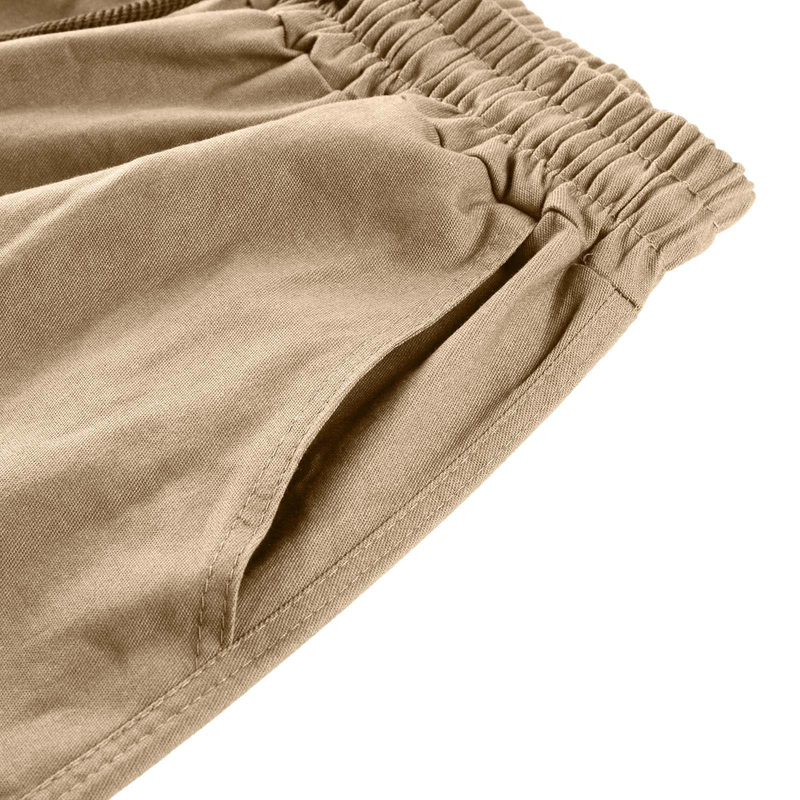 Calça cargo masculina amarrada com vários bolsos casual_voghion.com