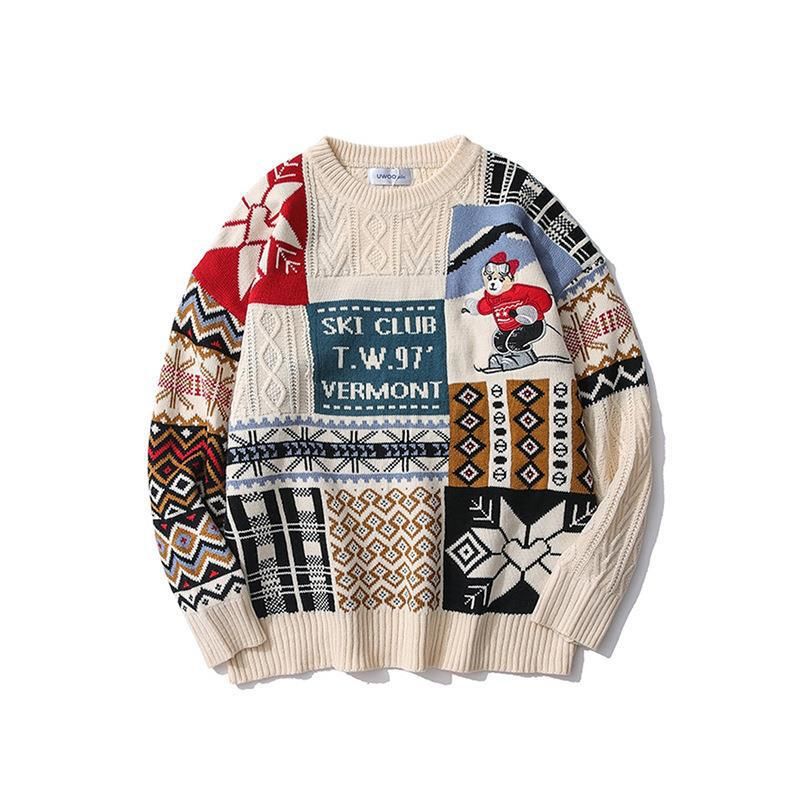 Petit ours pull col rond homme paresseux décontracté automne et hiver Couple tricot mode_voghion.com