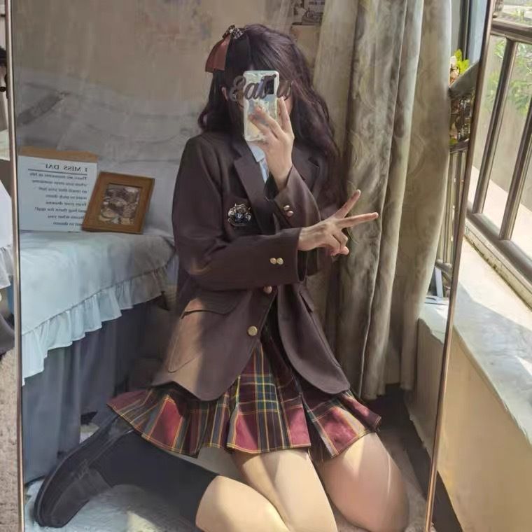 Japanische Schuluniform im JK-Stil für Mädchen, authentisches komplettes Set, Herbst/Winter, schwarzer Anzug, Studentinnenjacke für Damen_voghion.com