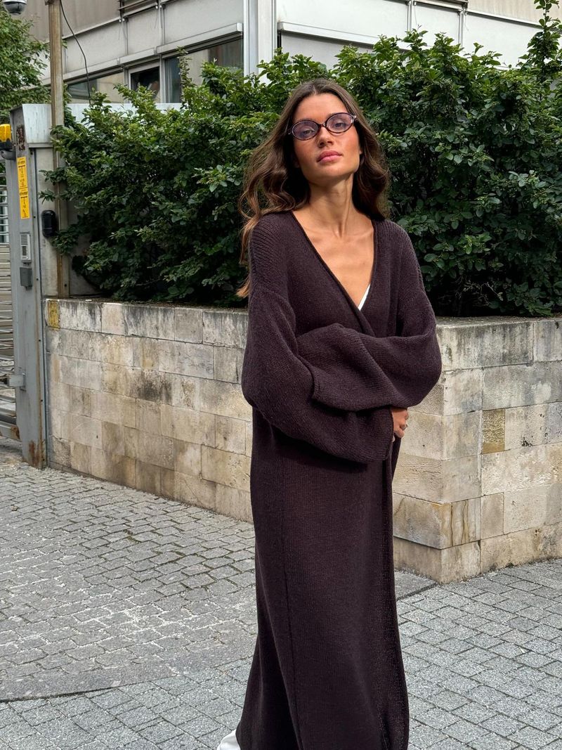 Transparenter Duster-Cardigan aus Strick – Langer Überwurf mit V-Ausschnitt für Boho-Urlaube und Street-Styling (Einheitsgröße) – Frühlings-Pastellkollektion_voghion.com