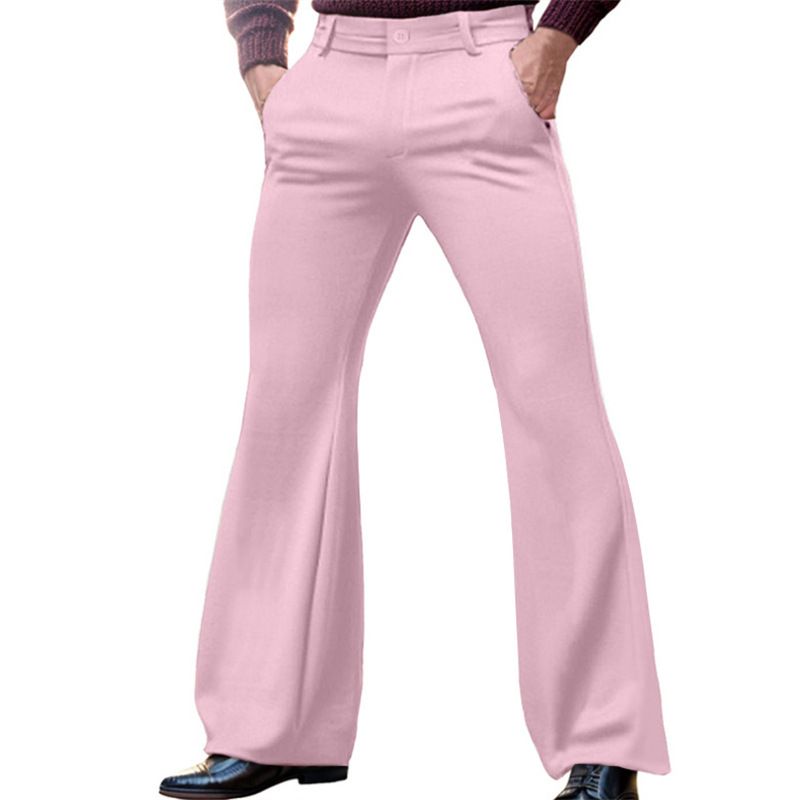 Men's Clothing Youth Formal Business Solid Color Elastic Slim Fit Flared Suit Pants_voghion.com