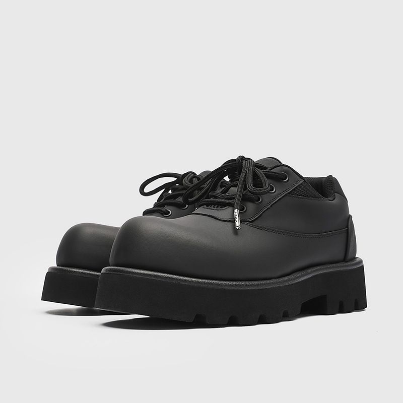 3218 Chunky Derby für Herren, dicke Sohle, höhenverstellbar, vielseitig, matt dunkel, Pendler, trendige Freizeitschuhe aus Leder für Herren_voghion.com