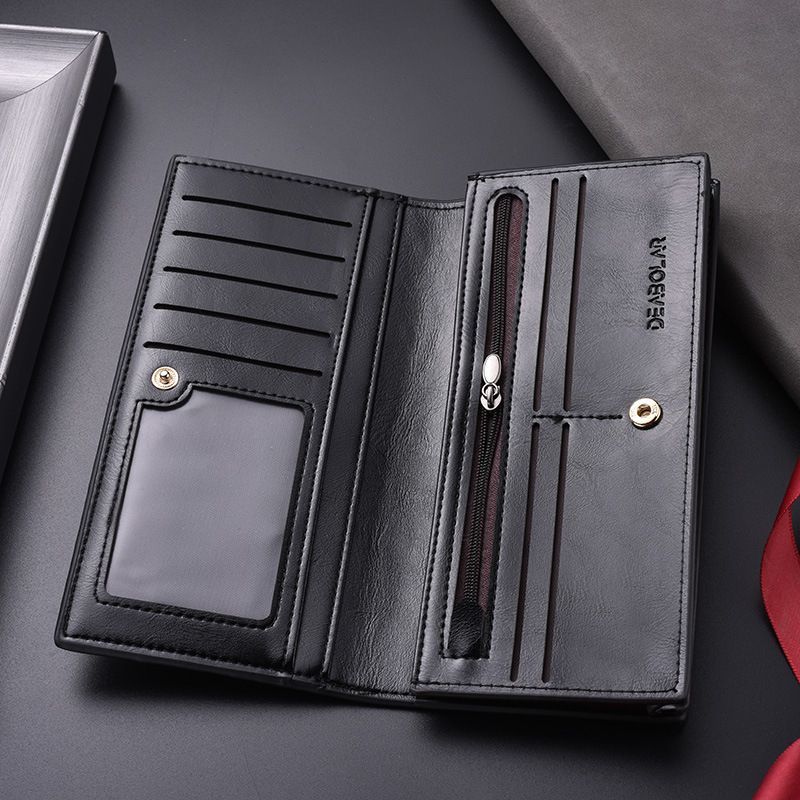 Hot Sale Men's Fashion Long Wallet Soft Leather Money Clip Large Capacity Phone Bag Multiple Slots Card Holder_voghion.com
