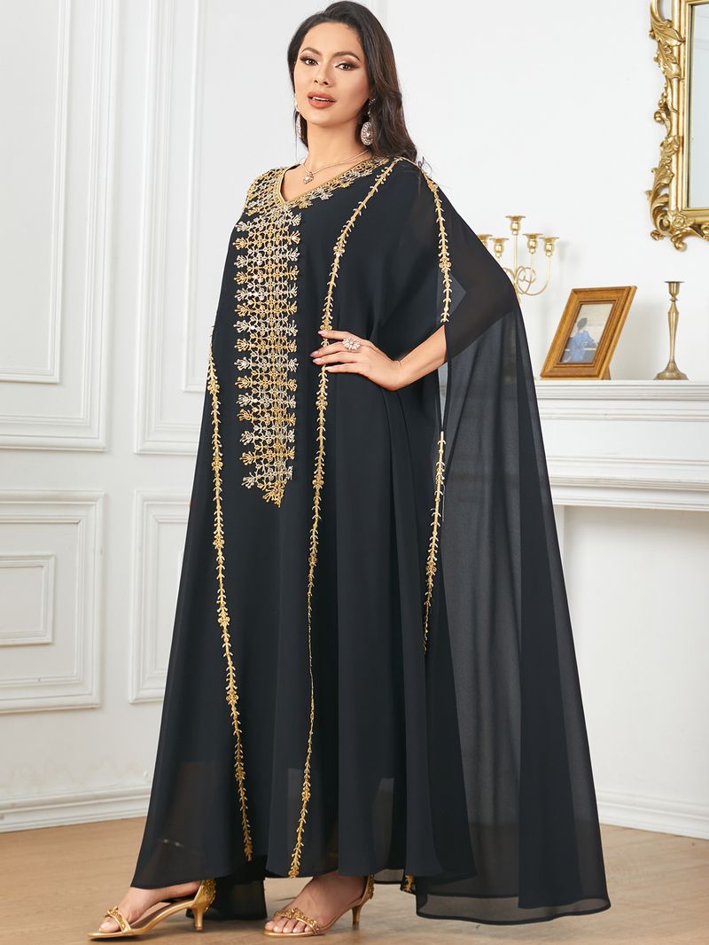 Luxuriöses besticktes Abaya-Kleid mit Fledermausärmeln – elegantes Maxikleid im Dubai-Stil für Frauen, bescheidene muslimische Mode_voghion.com