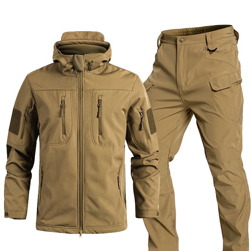Shark Skin TAD Soft Shell Jacket Set Cycling Pants Men Waterproof Sports Thermal Winter_voghion.com