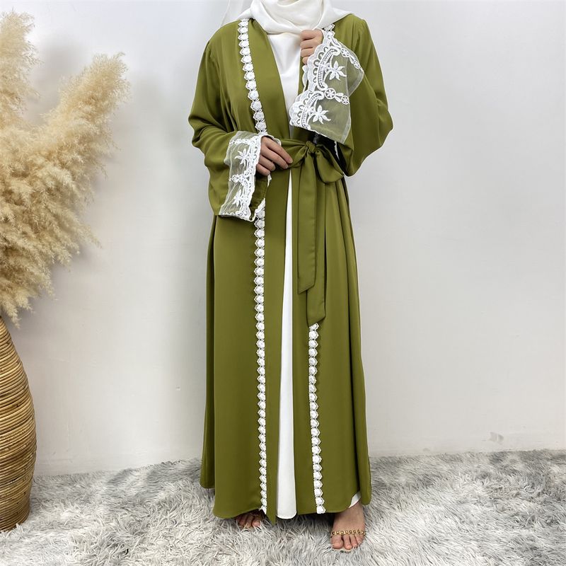 Nueva Abaya musulmana de encaje de Dubái, vestido islámico Nida, moda con bolsillo, túnica larga informal para mujer, ropa turca Eid, caftán marroquí_voghion.com