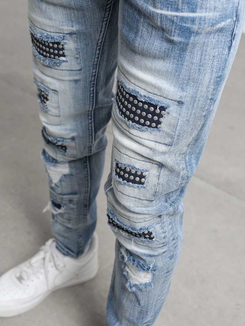 Herrenbekleidung Hochwertige Herren-Stretchjeans im Used-Look Skinny Jeans Herrenjeans_voghion.com