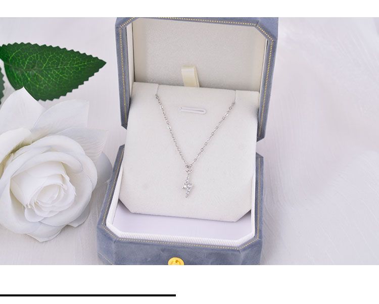 Lightning S Pure Silver Necklace Collarbone Chain Exquisite Cute Petite Sparkling Diamond Pendant Accessory Japanese And_voghion.com