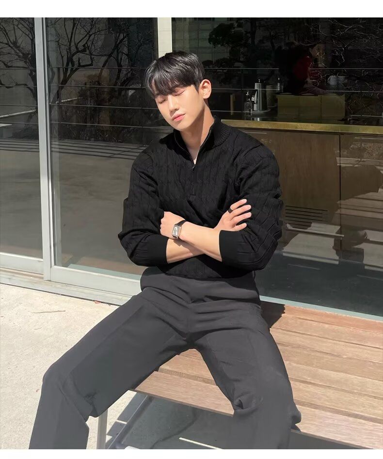 Unisex Vintage Knit Sweater - Oversized Zip-Up Pullover With Cozy Soft Fabric, Retro Casual Style For Fall & Winter_voghion.com