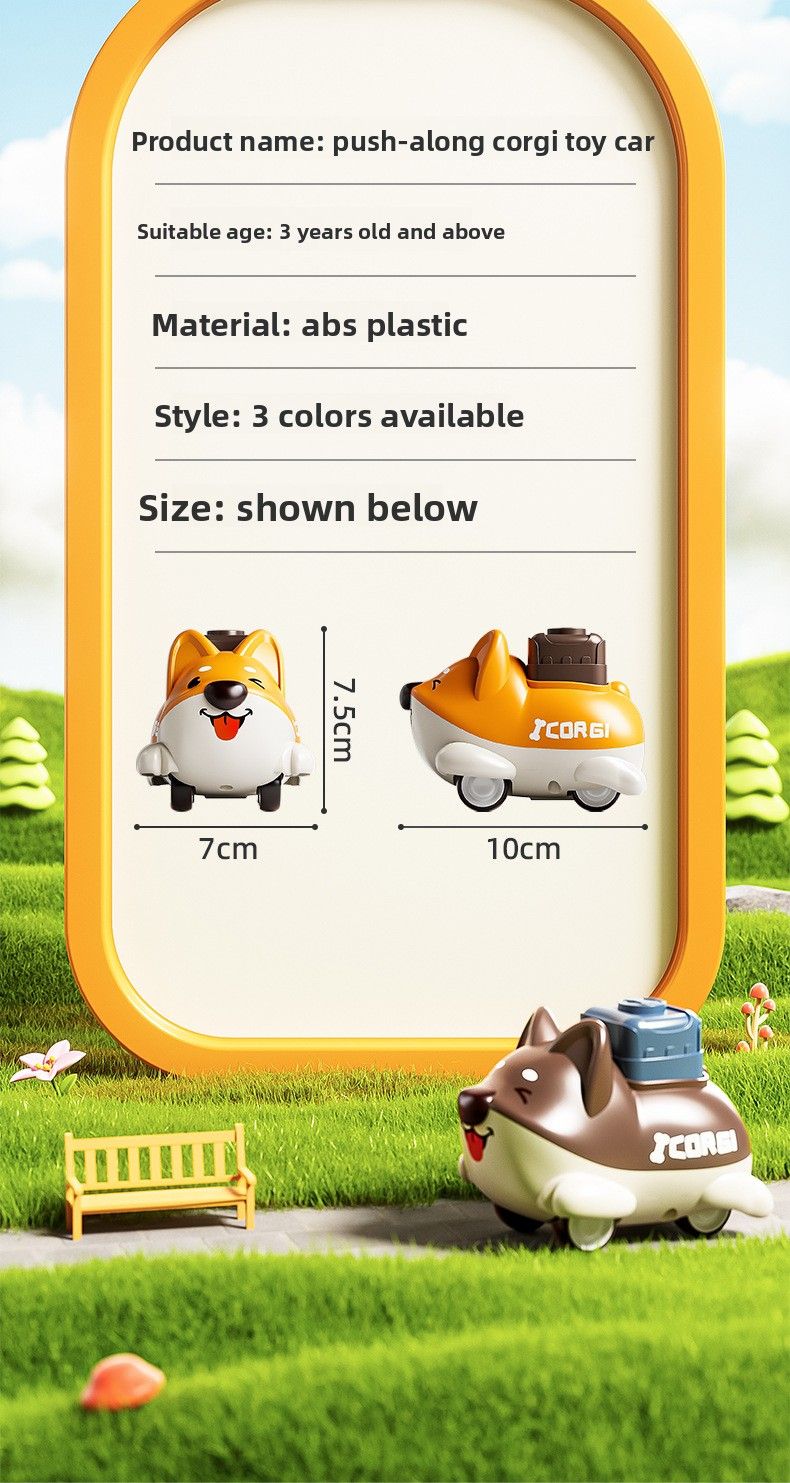Cartoon Corgi Push Inertia Sliding Pull Back Boys And Girls Baby Toddler Educational Puppy Toy Car Racing_voghion.com
