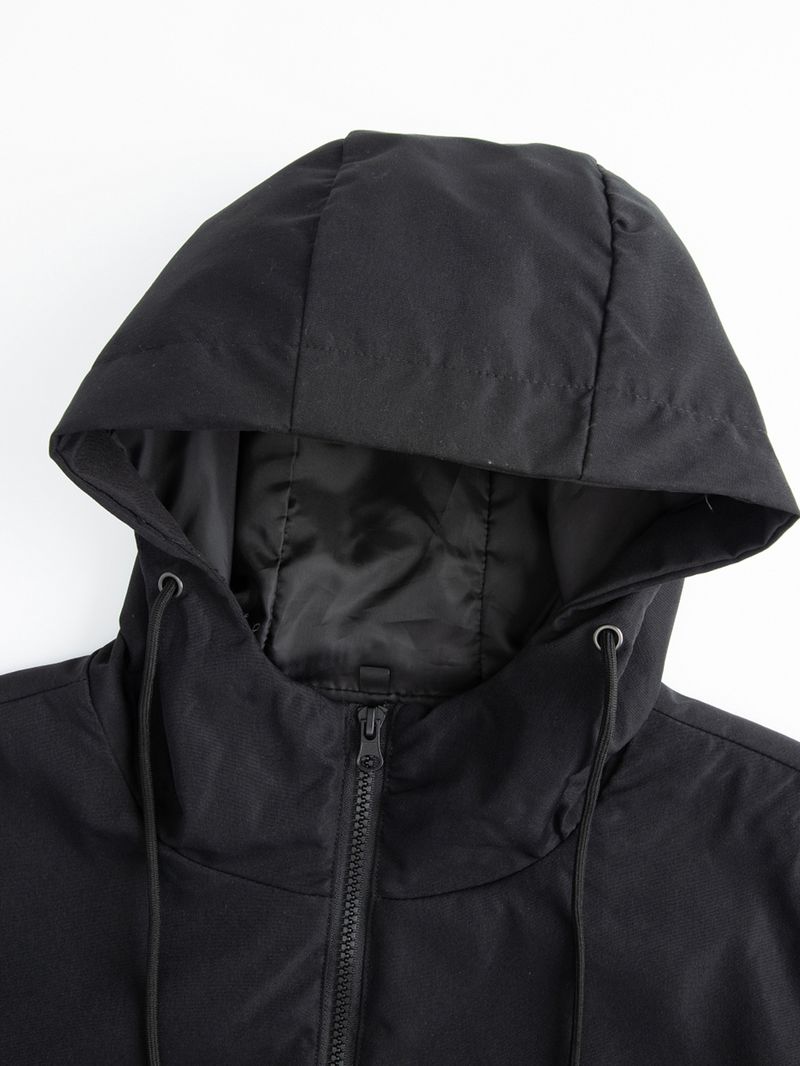 Men's Slim-Fit Trench Coat – Lightweight Polyester Jacket With Hood For Business Casual_voghion.com