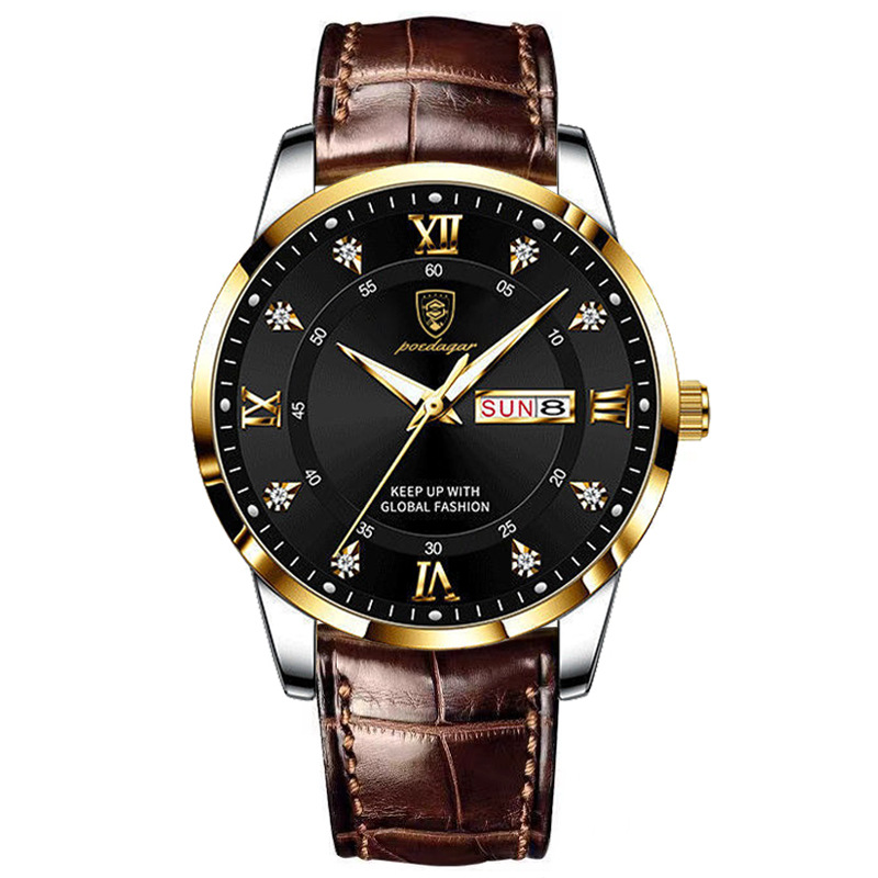 Waterproof Luminous Dual Calendar Men's Watch Ultra-thin Quartz Wristwatch_voghion.com