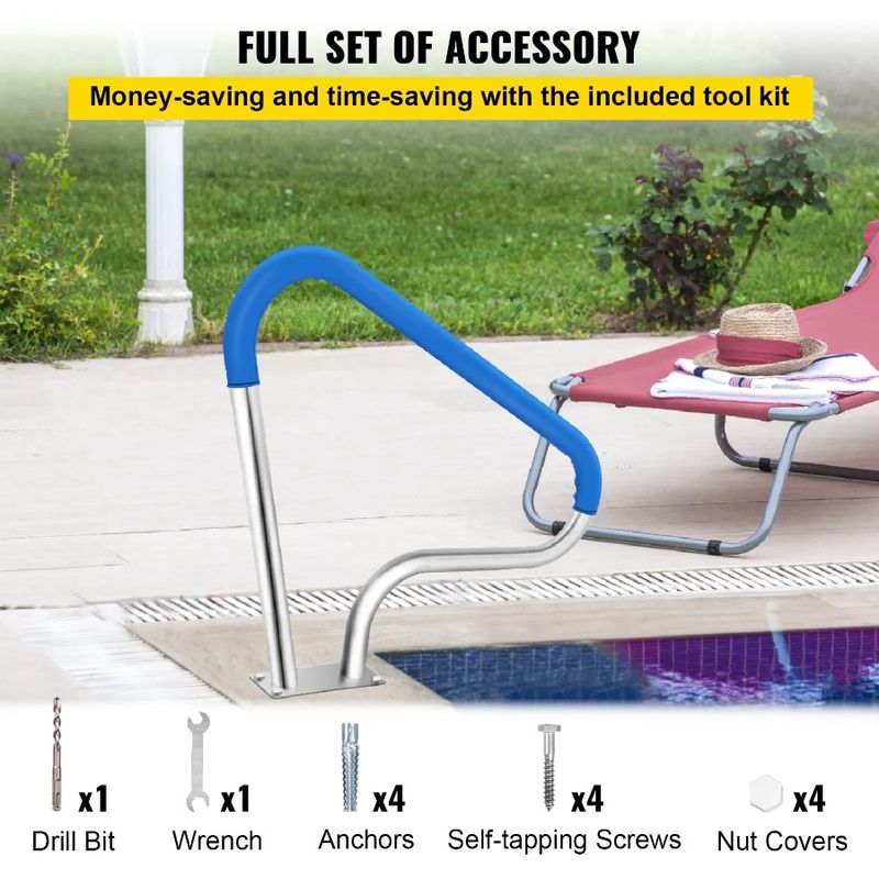 Rail Handrail 39x32 Steel 304 Silver Stainless Railing Capacity H Humanized Pool Pool Swimming 250LBS Load Pool Pool Rustproof_voghion.com