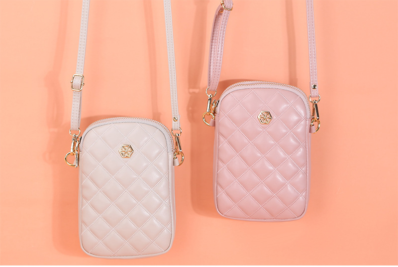 BOISEEN borsa per cellulare borsa piccola a rombo femminile borsa a tracolla con cerniera a doppio strato portamonete verticale da donna_voghion.com