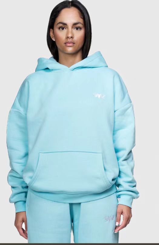 Minimalist Embroidered Hoodie Set - Unisex Casual Pullover With Stylish Geometric Patterns, Breathable Polyester Blend For Streetwear & Daily Wear_voghion.com