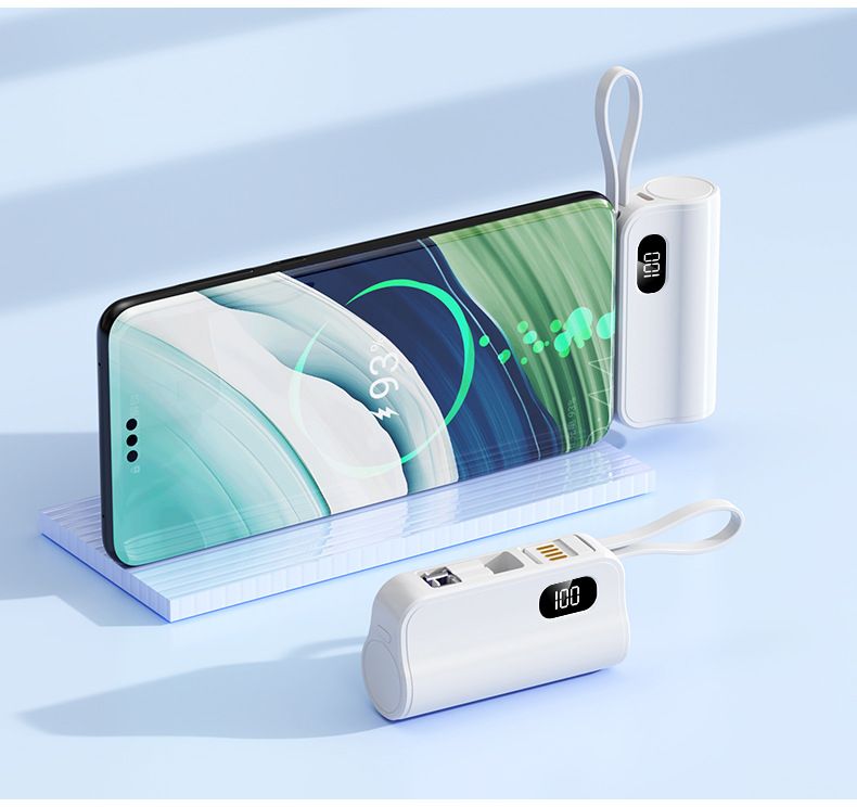 Mini-Kapsel-Powerbank 5000 mAh – ultraportables Ladegerät mit integriertem Kabel, kompakter externer Akku für iPhone und Android, reisefreundlich_voghion.com