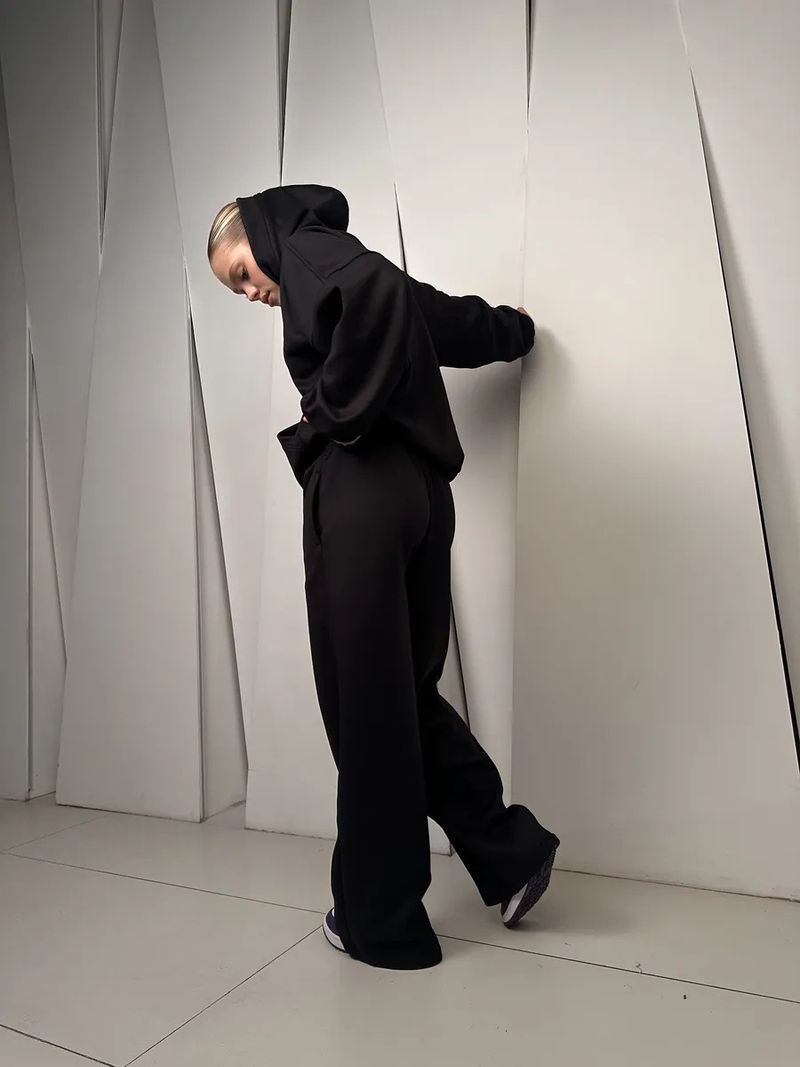 Ensemble sweat à capuche et pantalon large pour femme - Tenue streetwear tendance deux pièces (gris argenté, bordeaux, noir, bleu, caramel)_voghion.com