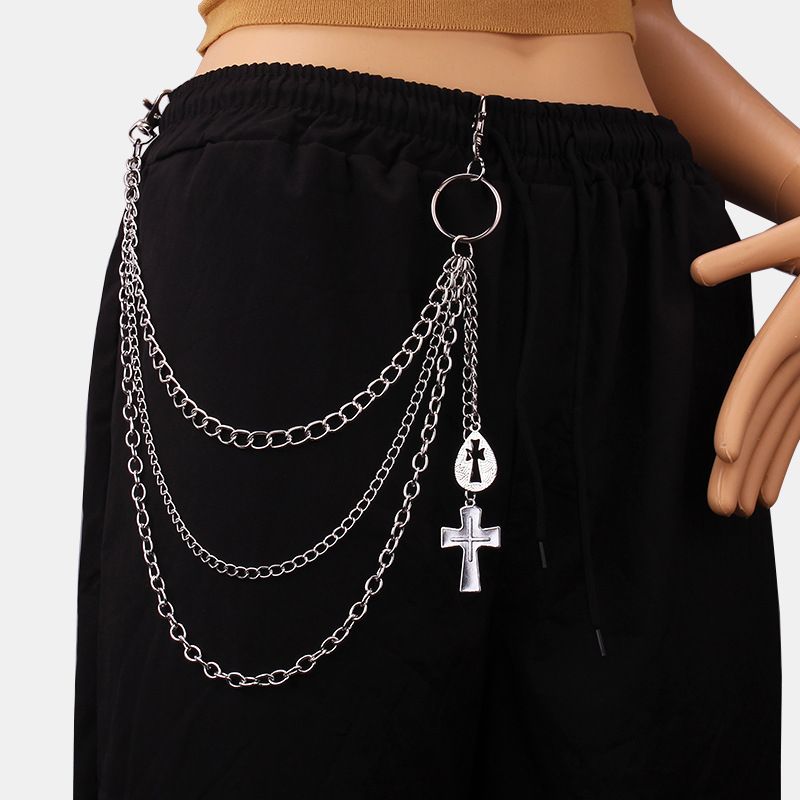 Jewelry Geometric Multi-layer Hollow Cross Pants Instagram Style Hip-hop With Skirt Waist Chain_voghion.com