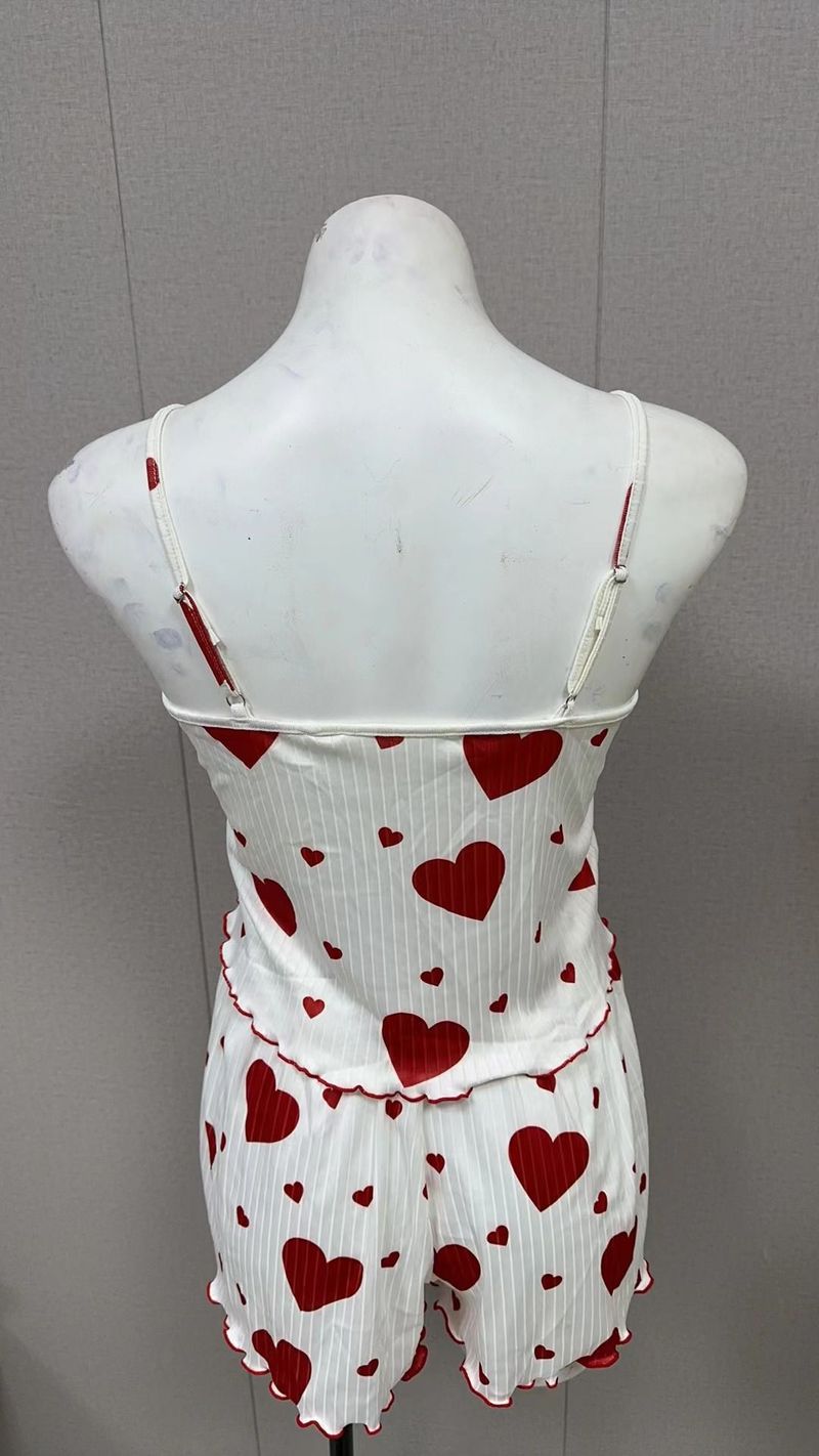 Kvinders nattøj Hjemmetøj Love Print Suspender Shorts Casual Pit Stripes Wear_voghion.com