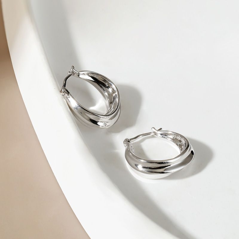 Fibbia per orecchini in argento sterling con fibbia a ferro di cavallo, orecchini a strisce, nicchia, minimalista, versatile, retrò, elegante, gioielli coreani, da donna, di alta qualità_voghion.com