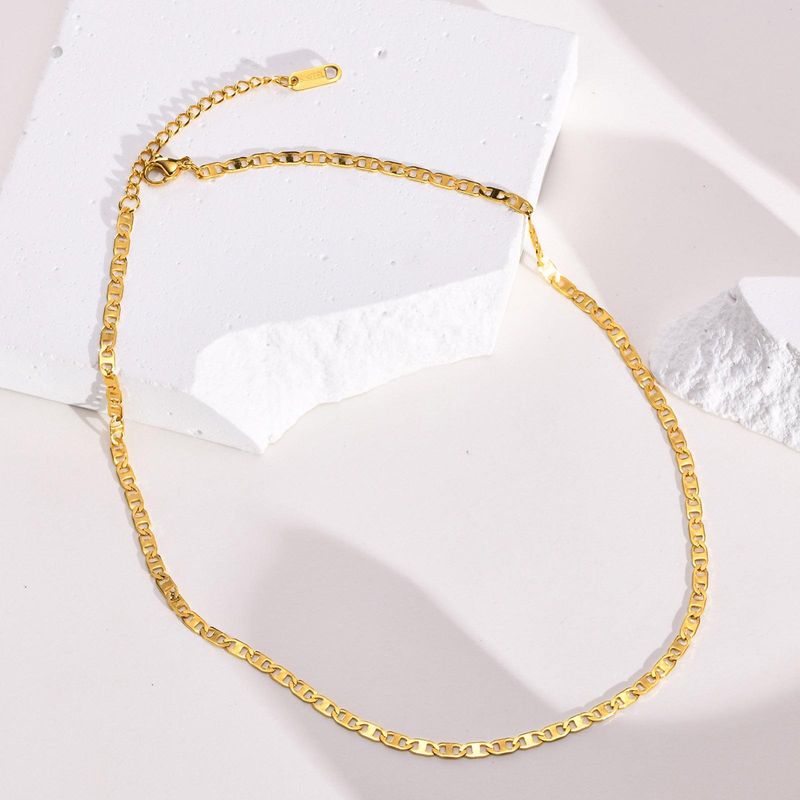 Women's Jewelry Minimalist Pig Nose Chain Necklace Bracelet Anklet Set In Gold Tone, Geometric Design, Adjustable Length For Stylish Layering_voghion.com