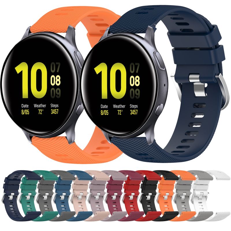 Voor Samsung Galaxy Watch Active 2 40mm 20mm effen kleur zachte siliconen horlogeband (zwart)_voghion.com